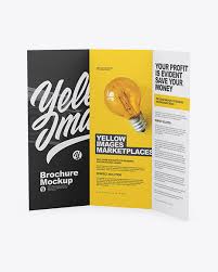 Paper Brochure Mockup In Stationery Mockups On Yellow Images Object Mockups