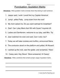 Comma Worksheet Have Fun Teaching Punctuation Worksheets Quote Punctuation Quotation Marks