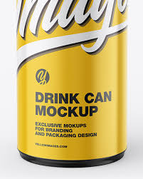 Download Glossy Drink Can Mockup In Can Mockups On Yellow Images Object Mockups PSD Mockup Templates