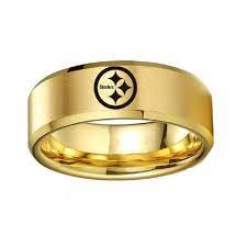 Gold Titanium Steel Pittsburgh Steelers Ring Football Men Sport Band Size 6 13 Flystarjewelry Band Football Rings Steelers Rings Steelers