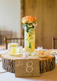 As part of their rustic wedding, jessica asked me to make 30 wood tree slab centerpiece stands and one tree slab cake stand. Wooden Slab And Lemon Centerpiece