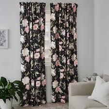 Unlike the common colour combinations, this single. Rosenmott Blackout Curtains 1 Pair Black Floral Patterned 57x98 Ikea