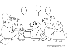 Animals fox koala bear giraffe deer wolf tiger dolphin turtle birds owl penguin peacock eagle parrot duck bald eagle hummingbird turkey car bugatti race car lamborghini mustang cartoon pokémon paw patrol peppa pig pikachu snoopy spongebob tom and jerry disney frozen elsa descendants tinker bell tangled snow white rapunzel mickey mouse minnie mouse fairy tale and mythology … Peppa Pig Birthday Coloring Pages Peppa Pig Coloring Pages Coloring Pages For Kids And Adults