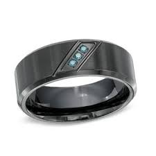 Men S 6 0mm Enhanced Blue Diamond Accent Black Ion Plated Stainless Steel Comfort Mens Wedding Bands Blue Comfort Fit Wedding Band Blue Diamond Engagement Ring