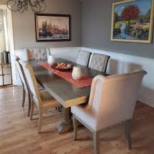 Lorient 7 Pc Dining Set Light Brown Raymour Flanigan In 2020 Farmhouse Dining Chairs Dining Set Apartment Furniture