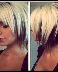 Blonde With A Peek A Boo Black Choppy Bob You Should Do This But Opposite Color Inga Meiners Funky Short Hair Short Hair Styles Hair Styles