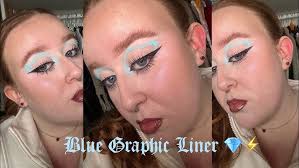 Blue Graphic Liner Makeup Look.