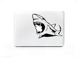 Black And White Shark Stickers Great White Shark Macbook Sticker Decal For Mac Laptops Pc Ipad Iphone Versions Available Too Macbook Stickers Macbook Decal Macbook Decal Stickers