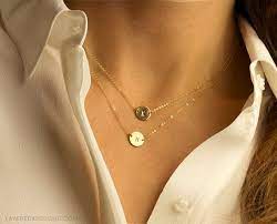 Minimalist Initial Necklace Personalized Circle Necklace Engraved Letter Pendant Dainty Gold Layering Necklace Ln209 L Initial Necklace Monogram Necklace Necklace Online