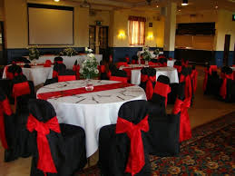 Black And Red Chair Covers Red Wedding Theme Red Chair Red Centerpieces