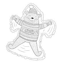It is also a very good way of spending productive time with them at home. Coloring Page Adorable Brown Bear Making Snow Angel In Cute Sweater With Ornament Vector Illustration For Books Coloring Books Stock Vector Illustration Of Happy Cheerful 133870665