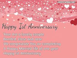 What do you say to your wife/husband on your one year anniversary? Happy 1st Wedding Anniversary Wishes