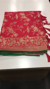 Cherry Red Banarasi Silk Traditional Woven Saree With Peacock Motifs Video Video Pink Saree Silk Bridal Silk Saree Traditional Silk Saree