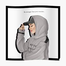 Drawing anime hoodies see more about drawing anime hoodies drawing anime hoodies. Beautiful Hijab Muslimah Girl Wearing A Cap And Hoodie Drawing Sticker By Imanitasong Redbubble