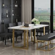 Modern Elegant Dining Table With Faux Marble Top Metal Legs Single Piece Rectangular Kitchen Table Small Medium Large In Gold In 2020 Dining Table Elegant Dining Dining Table Height