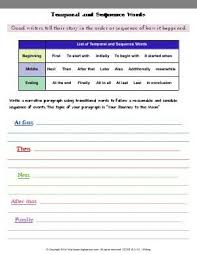 Worksheet Temporal And Sequence Words Write A Narrative Paragraph Using Transitional Words To Follow A Sequencing Words Temporal Words Narrative Paragraphs