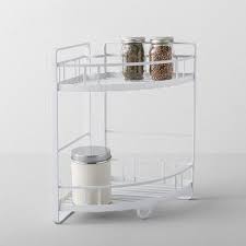 Kitchen Cabinet Organizer Corner Shelf 2 Tier White Made By Design Kitchen Cabinet Organization Corner Shelves Cabinet Organization