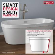 Pop up cover drain body rubber drain gasket paper washer drain body unit tail piece (provided by installer) waste pipe stub (provided by installer). Delta Synergy 60 In Acrylic Flatbottom Bathtub With Integrated Waste And Overflow In High Gloss White B14416 6032 Wh The Home Depot Free Standing Tub Free Standing Bath Tub Home Depot Bathroom