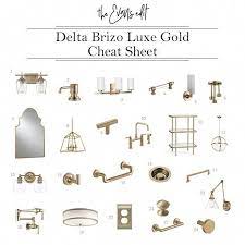 Brizo Luxe Gold Cheat Sheet The Evans Edit Delta Brizo Luxe Gold Plum Brizo Luxe Gold Cheat Sheet Brizo Bathroom Light Fixtures Bathroom Hardware