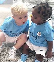 Manchester city stars kevin de bruyne and nicolas otamendi used their day off to take and afternoon stroll with their wives. Sons Of Manchester City Stars Kevin De Bruyne And Raheem Sterling Get Into Club Kits Daily Mail Online