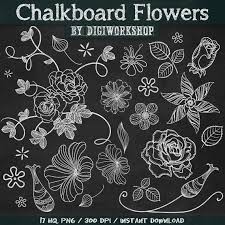 Chalkboard Flower Clip Art Clipart Chalkboard Etsy Chalkboard Flowers Chalkboard Art Chalkboard Drawings