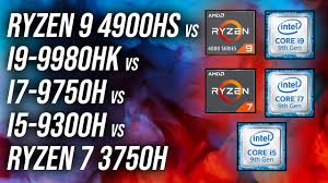 Una velocidad de reloj alrededor de 3% más alta: 4900hs Vs 9980hk Vs 9750h Vs 3750h Vs 9300h Cpu Comparison Youtube