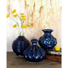 7 In Modern Midnight Blue Ceramic Decorative Vases Set Of 3 Elegant Home Decor Vases Decor Vase Set