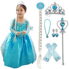 Kawell Snow Queen Princess Elsa Costumes Birthday Dress Up For Little Girls With Crown Mace Gloves Accessories Walmart Com In 2020 Elsa Costume Princess Elsa Costume Princess Elsa Dress
