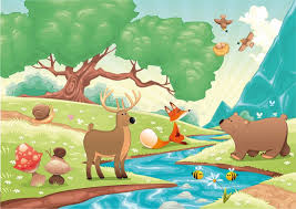 Animals In The Wood Cartoon And Landscape Isolated Objects Ad Cartoon Wood Animals Objects Isolated Ad Animal Illustration Art Free Vector Art