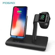 Fdgao 2 In 1 10w Fast Charger Qi Wireless Phone Charging Stand For Apple Watch 5 4 3 2 1 Iphone 11 Pro X Xs Xr 8plus 8 Samsung S10 S9 S8