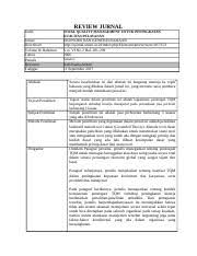Artikel ditulis dengan bahasa indonesia atau bahasa inggris dalam bidang kajian ekonomi, akuntansi, manajemen, dan ekonomi islam. Review Jurnal Tqm Docx Review Jurnal Judul Total Quality Management Untuk Peningkatan Kualitas Pelayanan Jurnal Download Volume Halaman Tahun Penulis Course Hero