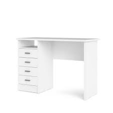 44 In Rectangular White 4 Drawer Writing Desk With Built In Storage In 2020 Desk With Drawers White Desk Bedroom White Desk With Drawers