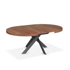 Veneer Walnut Top Matte Gray Frame Matte Gray Base Extended Angle Extendable Dining Table Modern Round Extendable Dining Table Extendable Dining Table