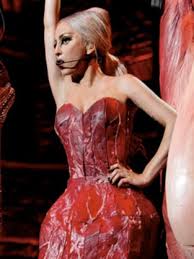 In contemporary pop culture, few can rival lady gaga 's pioneering attitude towards fashion. Lady Gaga Meat Dress The Low Cut Return The Hollywood Gossip