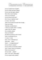 For classroom objects and classroom phrases examples; Classroom Phrases 4teachers De