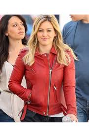 Hilary Duff Kelsey Younger Jacket Red Leather Biker Jacket For Womens Leather Jackets Women Leather Jacket Fitted Biker Jacket