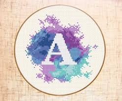 Cross stitch use these letters and numbers to alter the free anniversary cross stitch pattern. Letter A Cross Stitch Pattern Modern Cross Stitch Watercolor Etsy In 2021 Cross Stitch Letter Patterns Cross Stitch Patterns Cross Stitch Letters