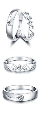 Angel Wing Crown Promise Rings For Couples Matching Cute Couple Rings Set In Sterling Silver Cheap D Cute Promise Rings Couples Ring Set Mens Wedding Rings