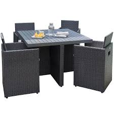 Le plateau en verre trempé de sa table et son style contemporain en font le salon parfait à placer dans le jardin ! Salon De Jardin Encastrable Dcb Garden 4 Places Noir
