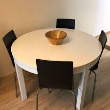 This table has the perfect size for a round table cup of coffee, or for light snacking. Ikea Bjursta Extendable Table White 115 166 Cm Furniture Home Living Furniture Tables Sets On Carousell