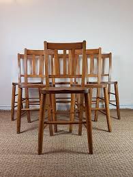 Set Of 6 Antique Vintage Wooden Beech Elm Church Chapel Cafe Etsy Beech Chair Wooden