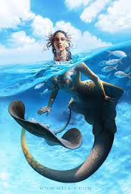 Artstation Ray Mermaid Nell Fallcard Mermaid Artwork Fantasy Mermaids Mermaid Drawings