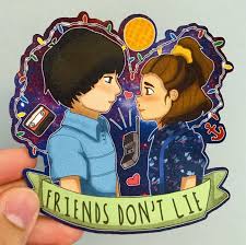 Stranger Things Friends Don T Lie By Alayna Makes Alaynamakes Mike Eleven Finn Wolf Stranger Things Sticker Stranger Things Aesthetic Stranger Things Merch