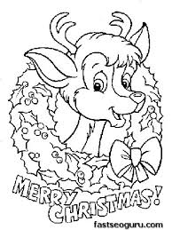 To print the coloring page: Printable Coloring Pages Of Merry Christmas Reindeer Baby Face
