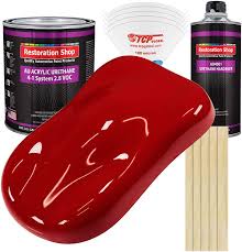Amazon Com Restoration Shop Victory Red Acrylic Urethane Auto Paint Complete Gallon Paint Kit Professional Single Stage High Gloss Automotive Car Truck Coating 4 1 Mix Ratio 2 8 Voc Automotive