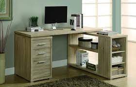 Modern L-shaped Desk With File Drawer Open Shelving In Natural Reclaimed Finish Corner Desk Home Office Desks Corner Computer Desk