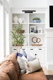 Home Tour Great Room Reveal Red White Denim Built In Shelves Living Room Modern Farmhouse Living Room Family Living Rooms