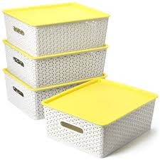 Idéal pour ranger les cosmétiques et les produits de beauté. Ezoware Grand Panier De Rangement En Plastique Tisse Avec Couvercle Boite De Rangement Bac De Rangement Pour Cuisine Salle De Bai Cdiscount Maison