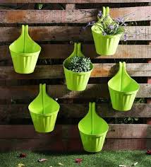 Green Plastic Planter Set Of 6 By Meded In 2020 Flower Pots Flower Pot Design Flower Pot Garden