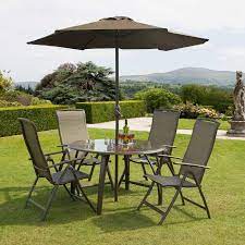 Toucha 4 Seater Dining Set With Parasol Garden Furniture Sets Patio Set Garden Dining Set